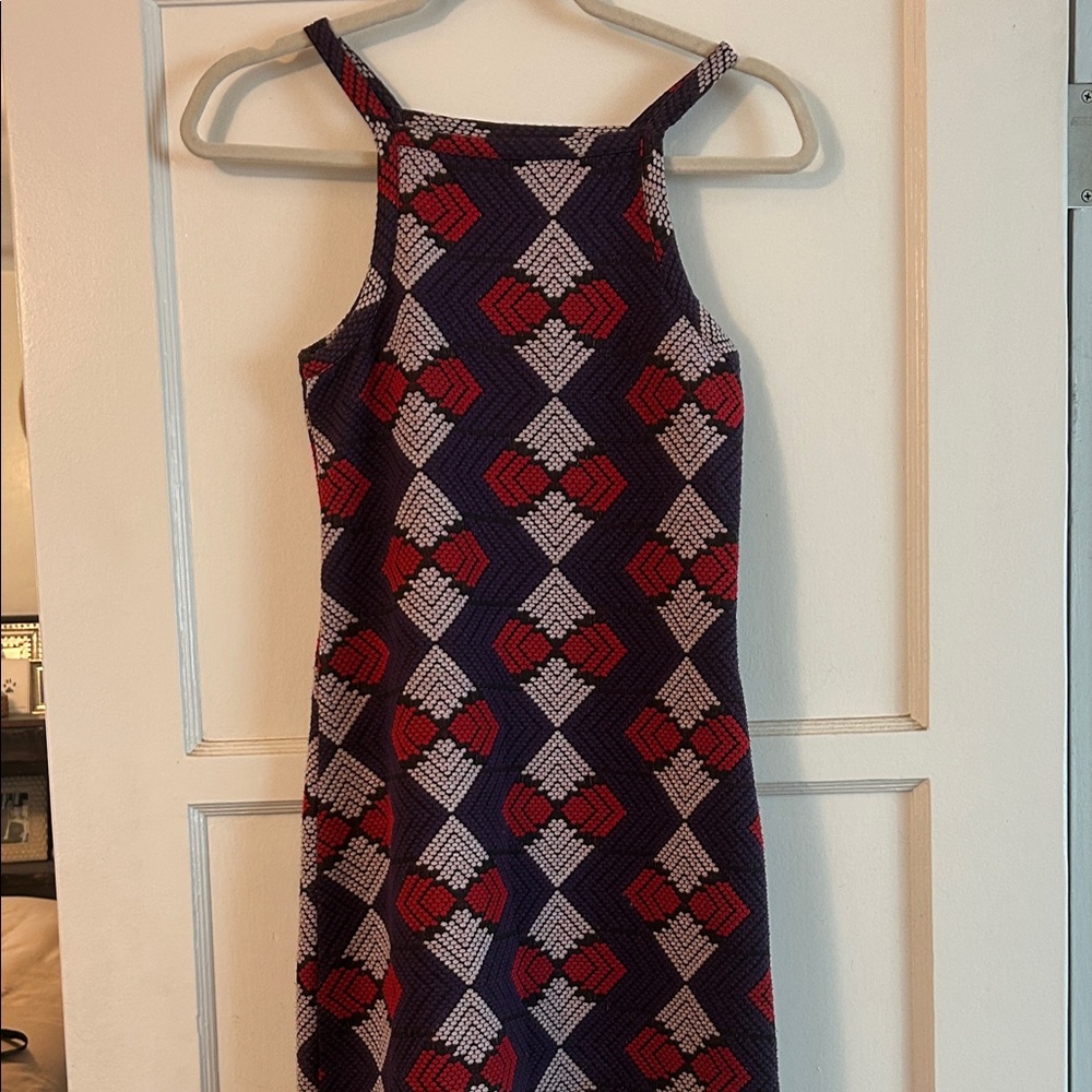Topshop Red and White Diamond Pattern Top